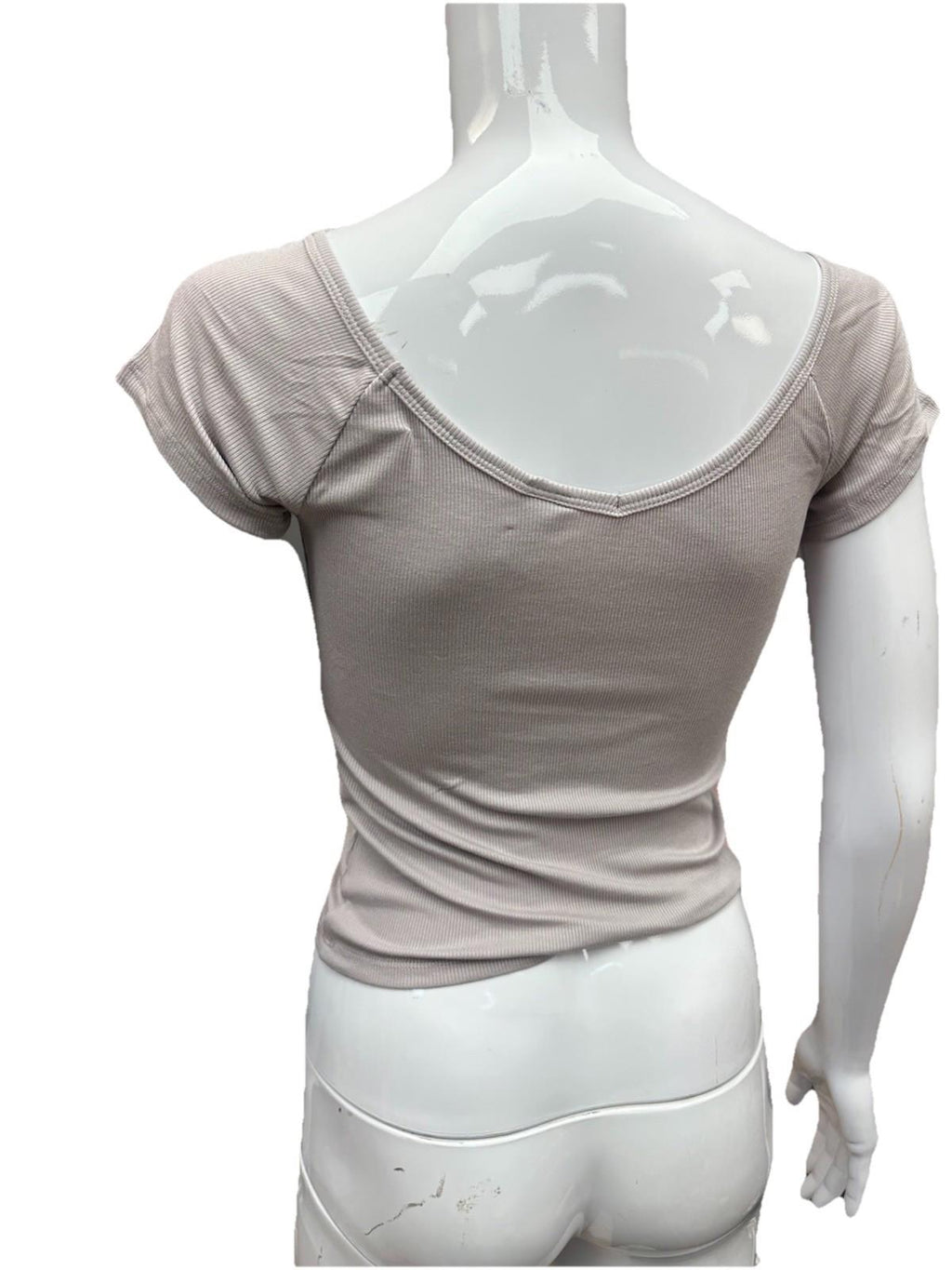 Wild Fable Womens Ribbed V-Neck Short Sleeve T-Shirt Gray S