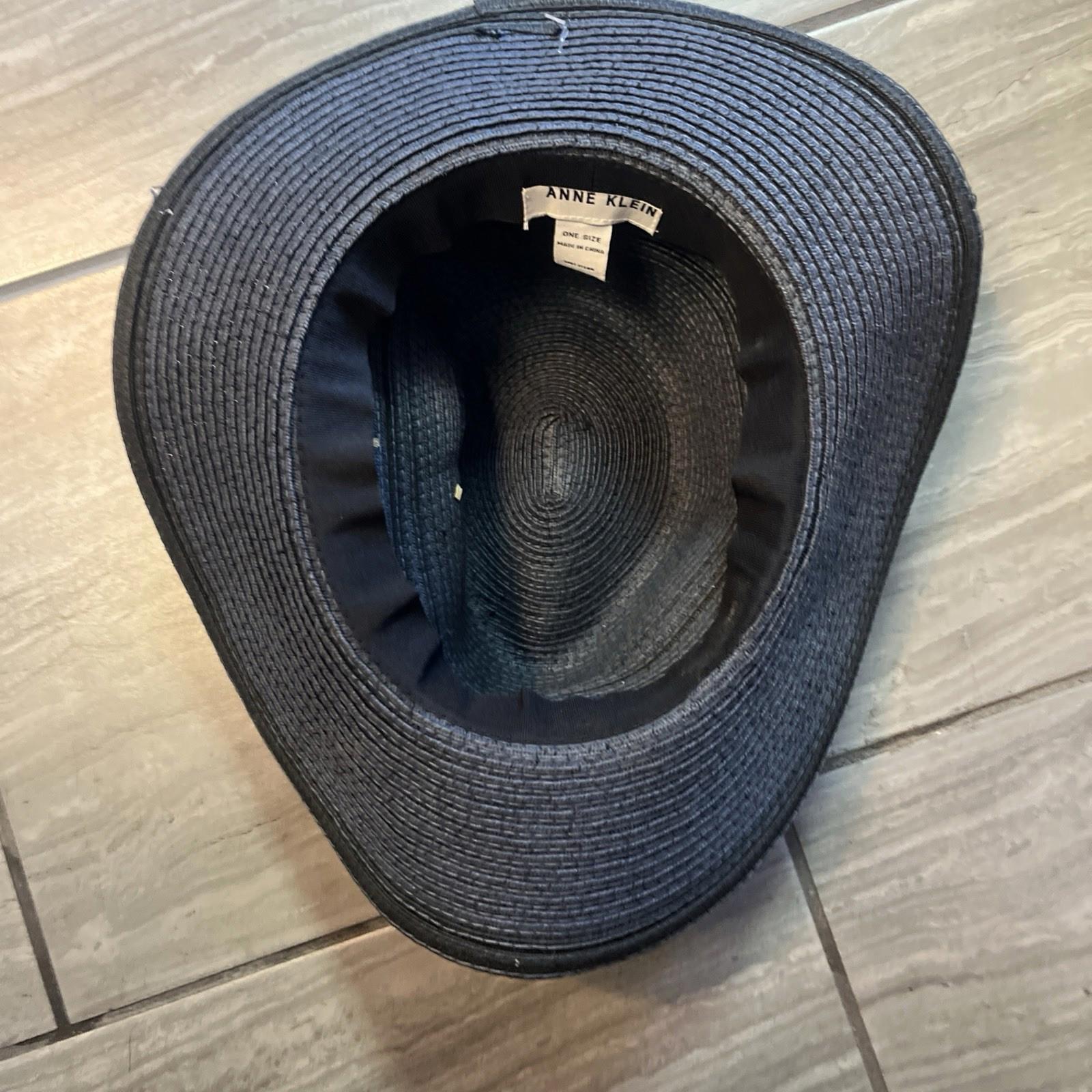 New Anne Klein Blue Floppy Brim Straw Hat