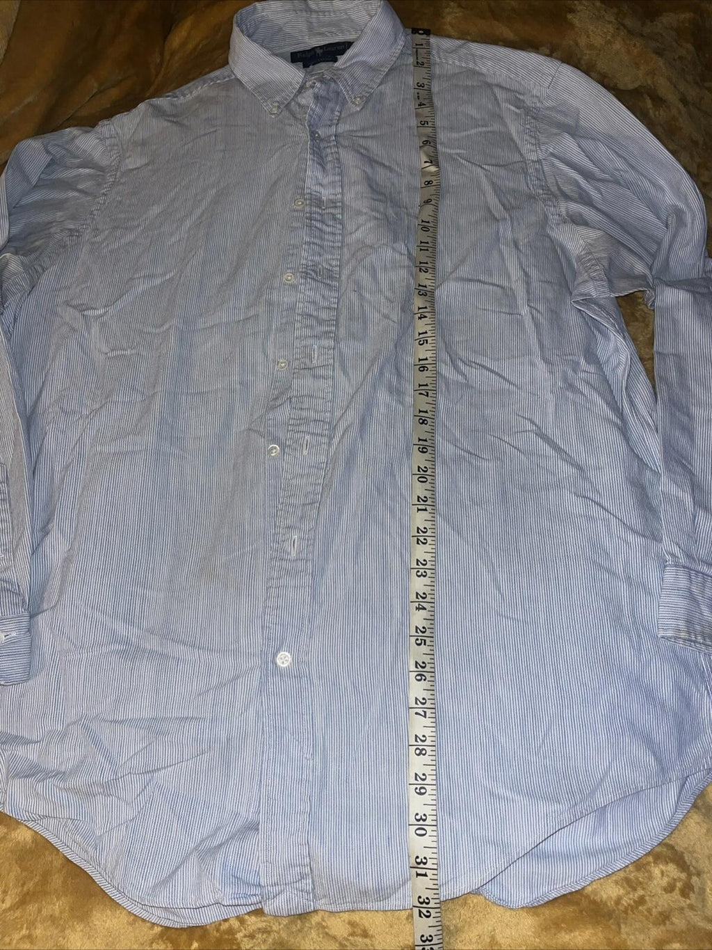 Polo Ralph Lauren Button Long Sleeve Blue Pinstripe Pony XL