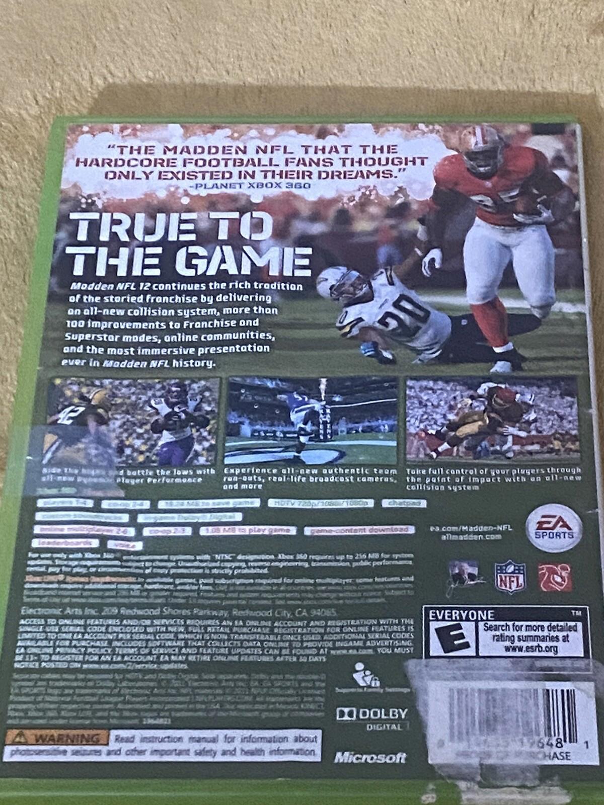 Madden NFL 12 (Microsoft Xbox 360, 2011) Tested