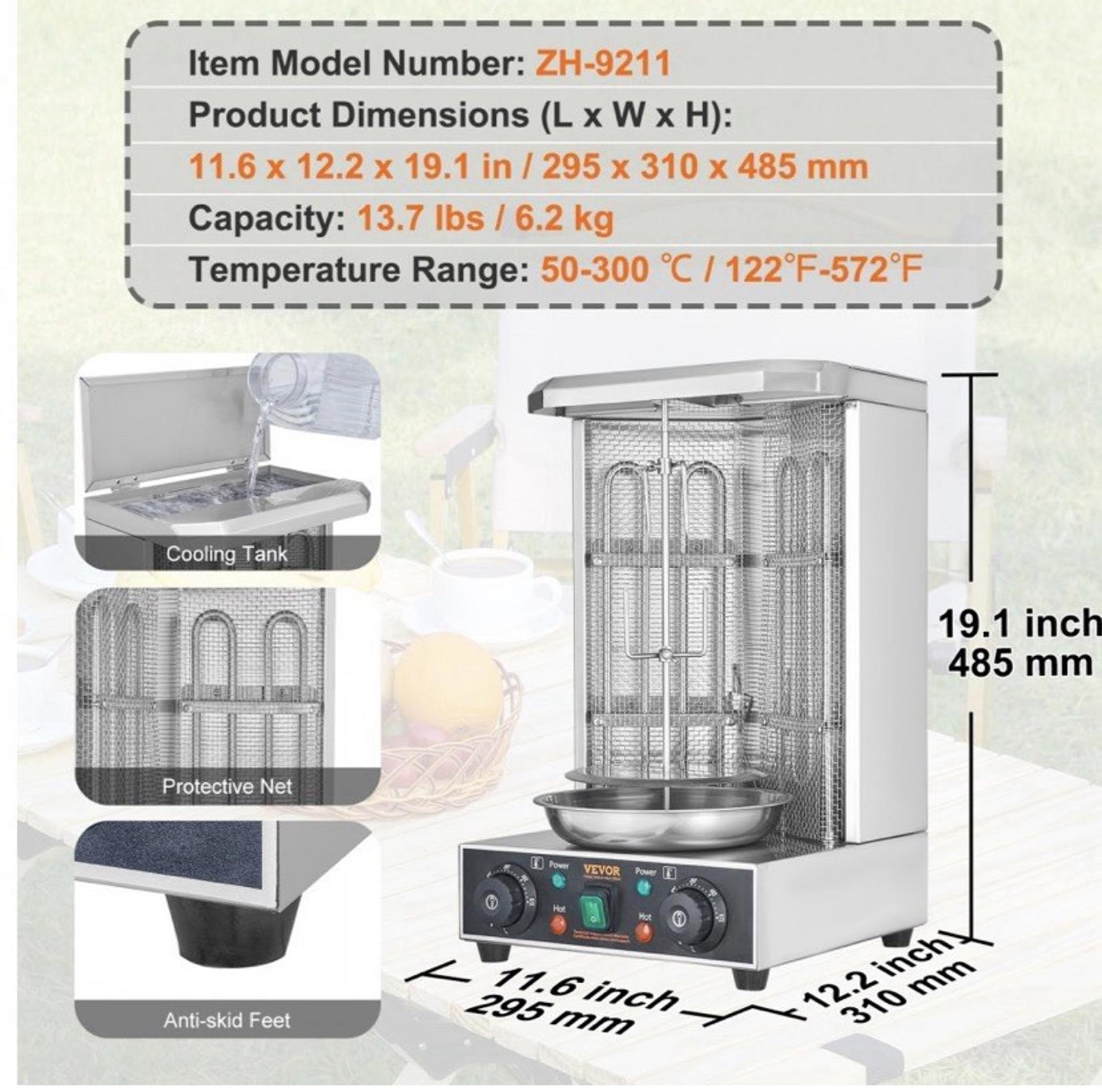 VEVOR Stainless Steel Shawarma Machine Vertical Rotisserie