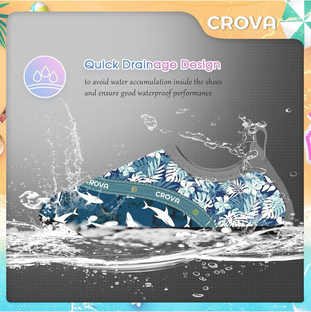 crova toddler shark flower graphics water shoes size 1.5