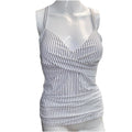 B2prity Pen Stripped Black White V Neck Tankini Medium