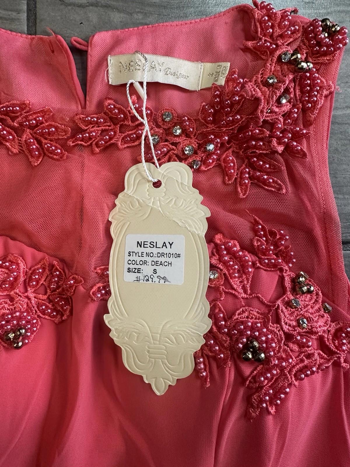 Neslay Maxi Beaded Pink Sleeveless Formal Dress Size Small