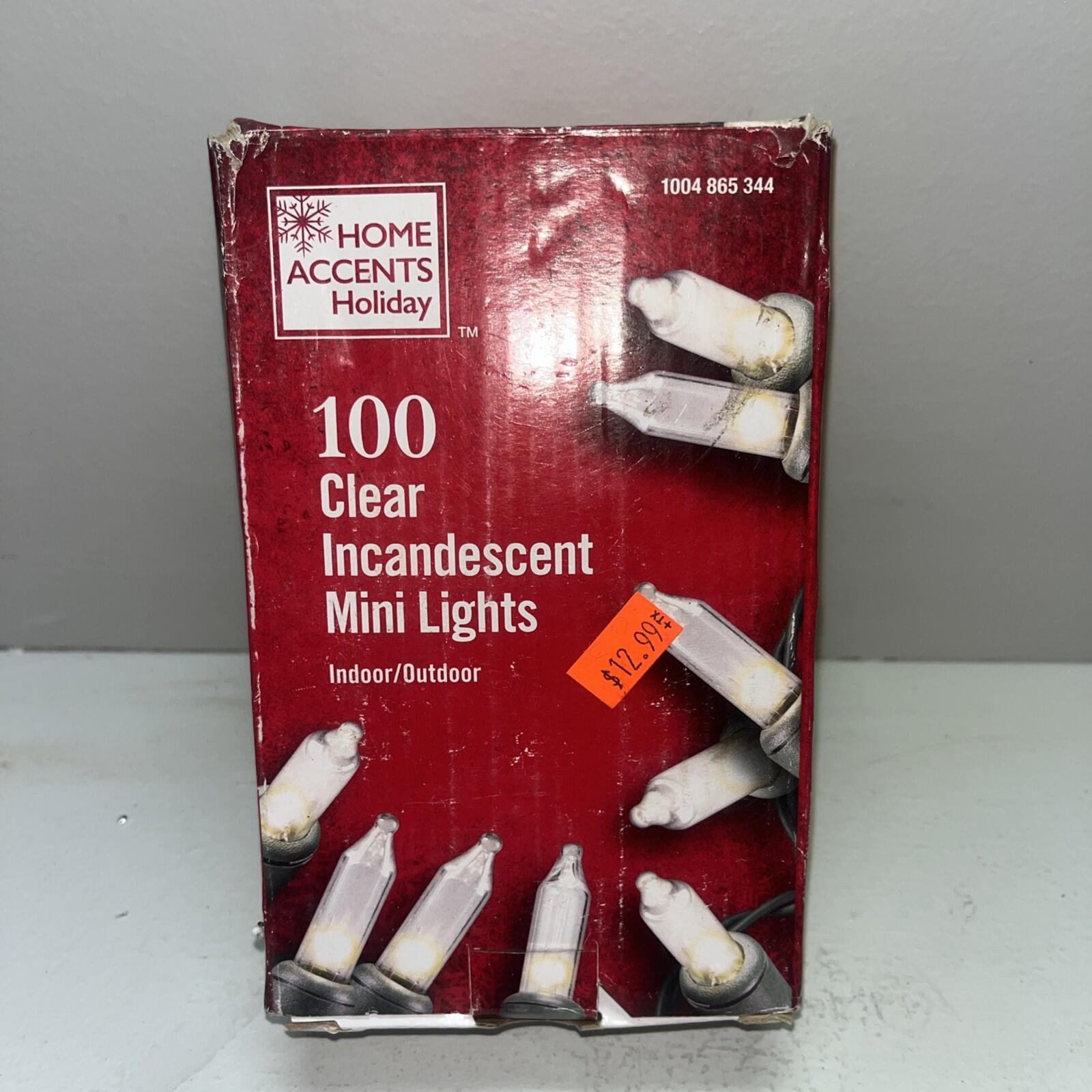 Home Accents Holiday 100 (Clear) Mini Lights String Set New