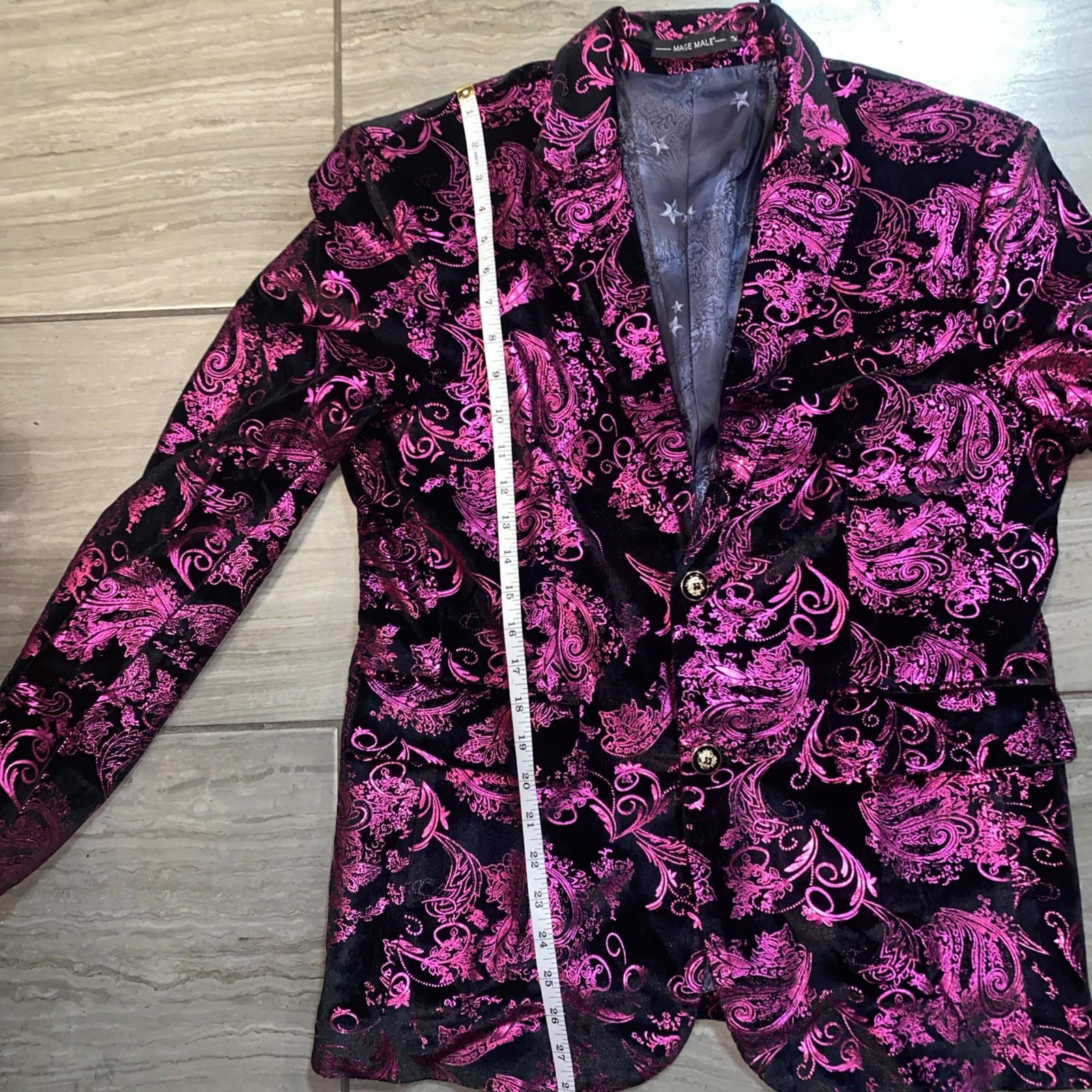 Mage Male Men Suit Jacket Size Medium Purple Pink Paisley