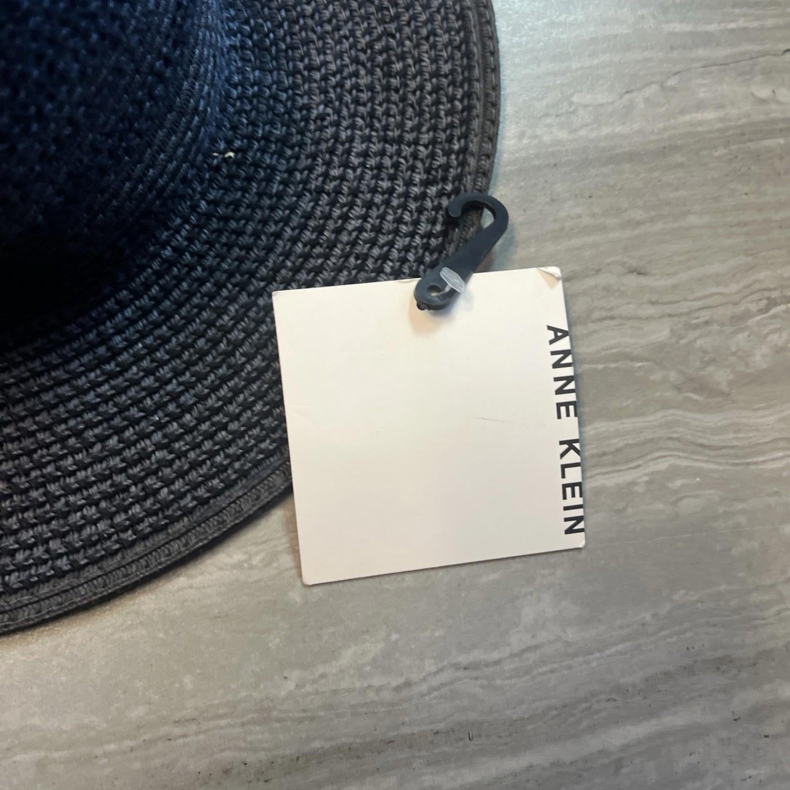 New Anne Klein Blue Floppy Brim Straw Hat