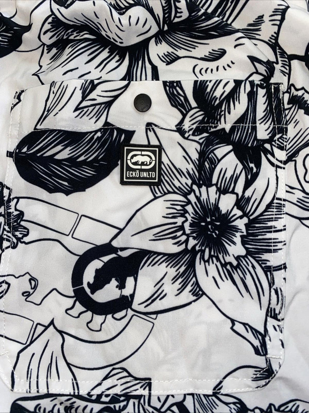 Ecko Unltd Shorts Mens XL Black White Floral Swim Trunks New