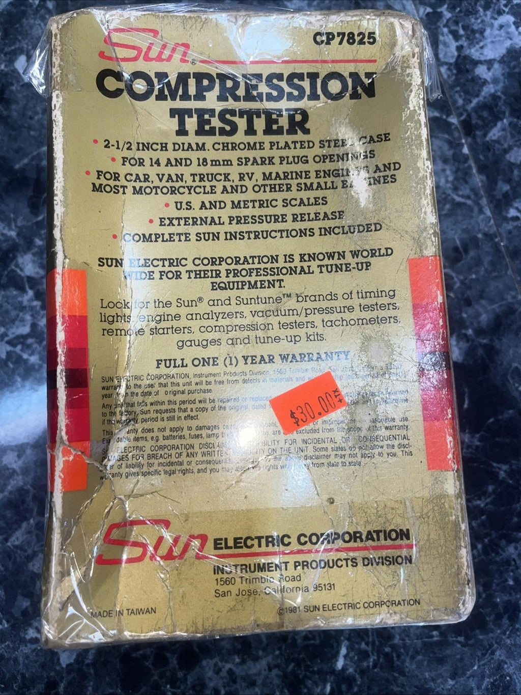Vintage Sun Vacuum Pressure Tester CP7825