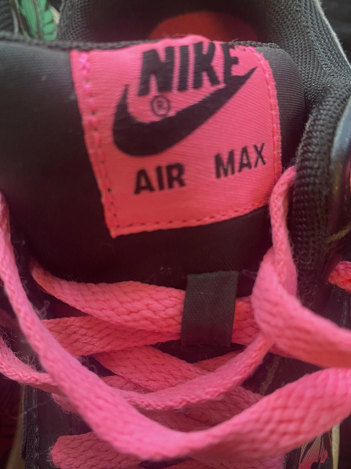 Kids Nike Air Max 90 s 6.5y 705479-001 Black Pink Orange