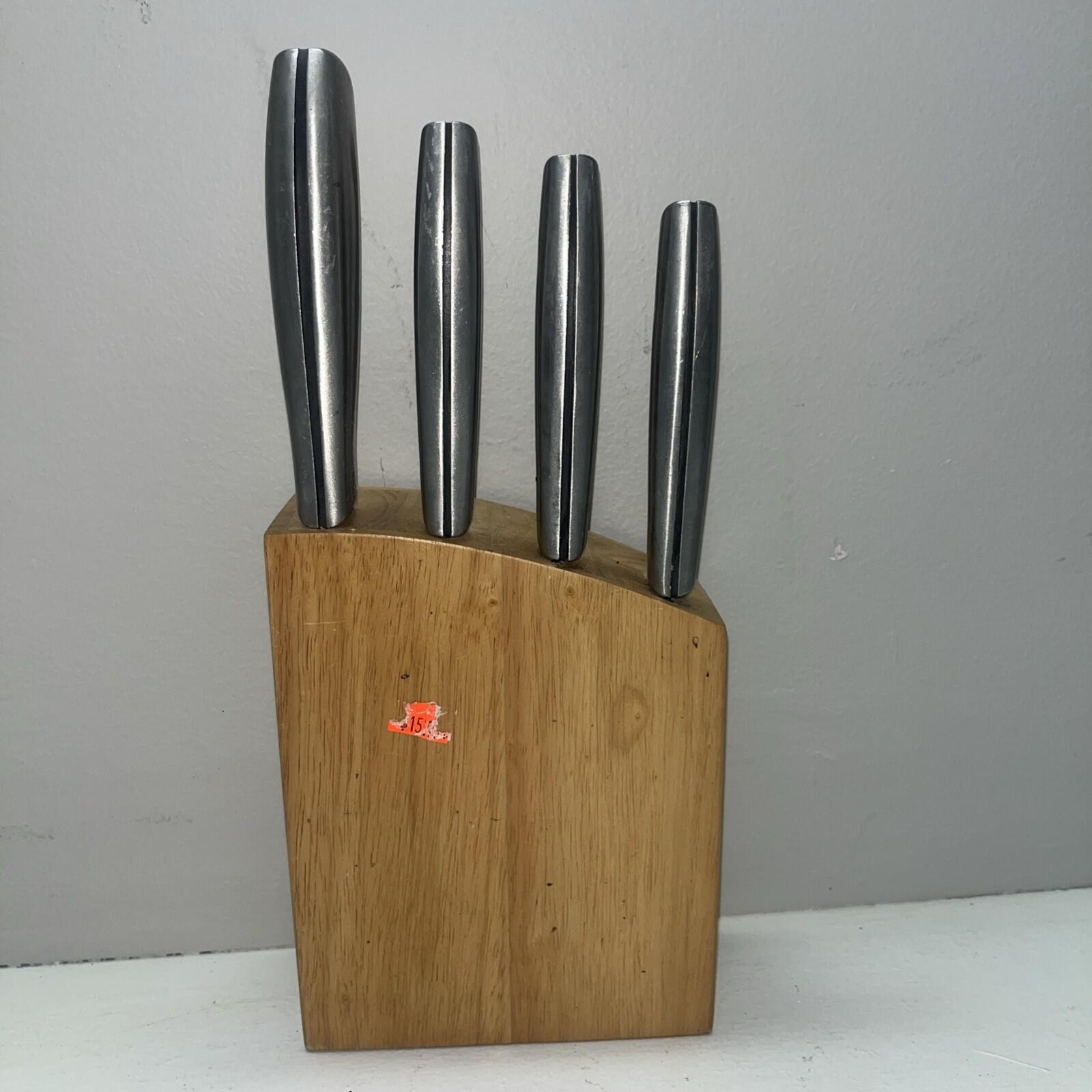 Salt 4 Piece Knife Set With Wooden Holder