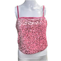 Allegra K Cami L Light Pink Velvet Sequin Crop Spaghetti