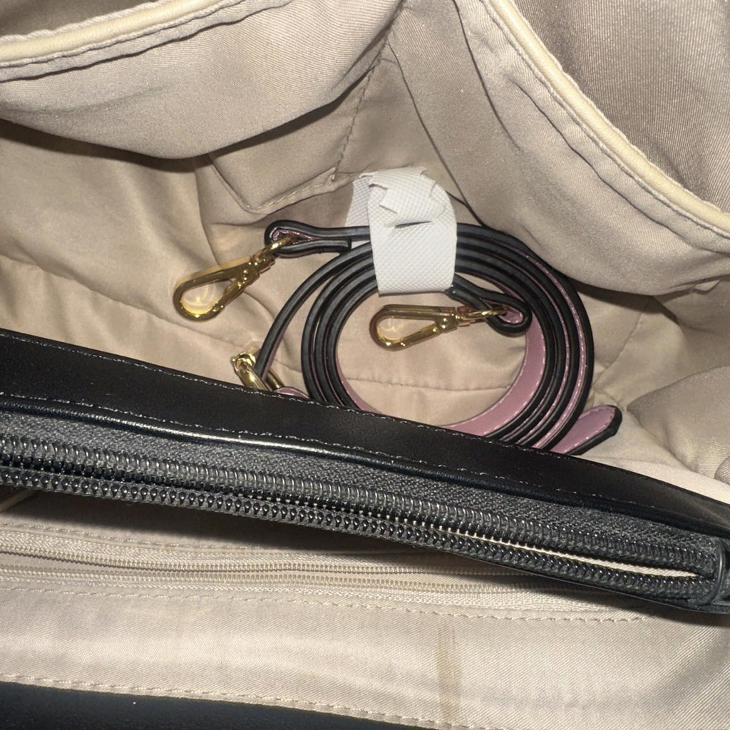Colorblock White Pink Black Faux Leather Shoulder Bag Handba