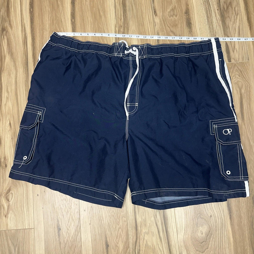 OP Navy Blue White Mesh Lined Swimming Trucks size 46