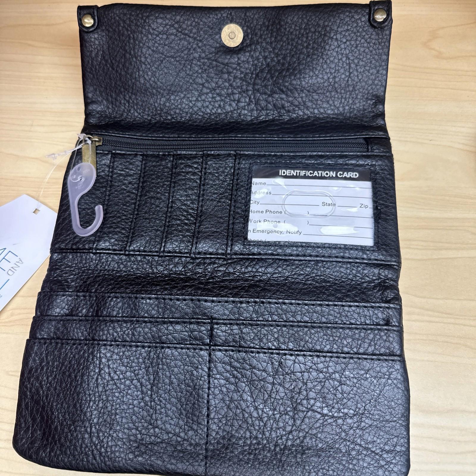 Time and Tru Black fold Accent Farrah Flap Front Soft Wallet