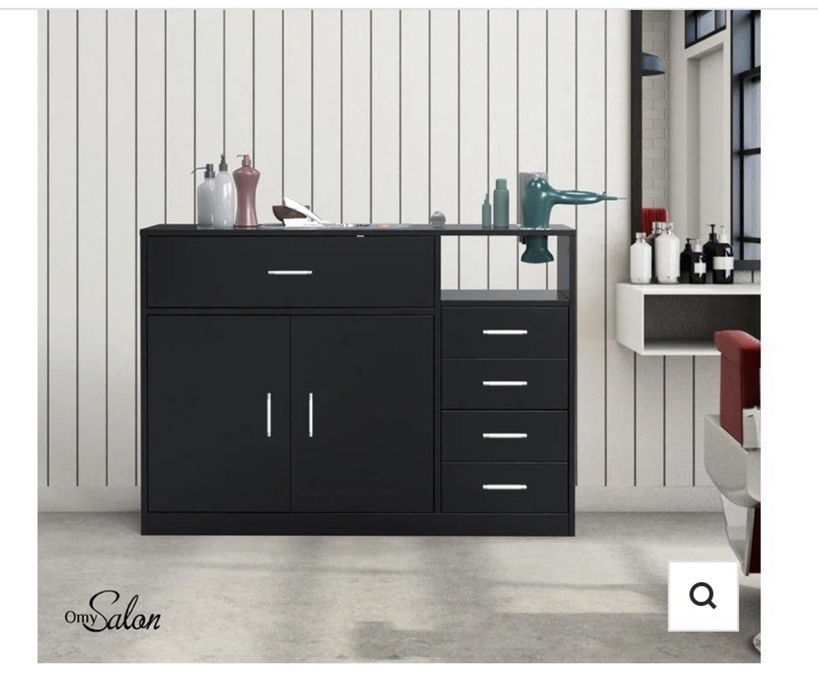 Salon Station Free Standing Cabinet Barber Hair Styling Stations with 5 Drawers