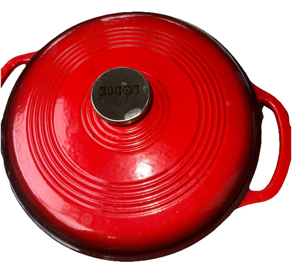 Lodge Cast Iron Porcelain Enameled 6 qt Dutch Oven Red