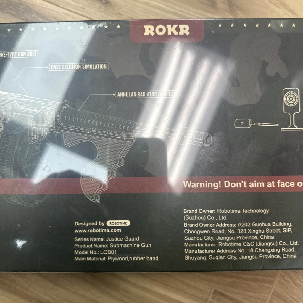 Rokr Wooden Puzzle Submachine Gun Justice Guard Age 14+ New