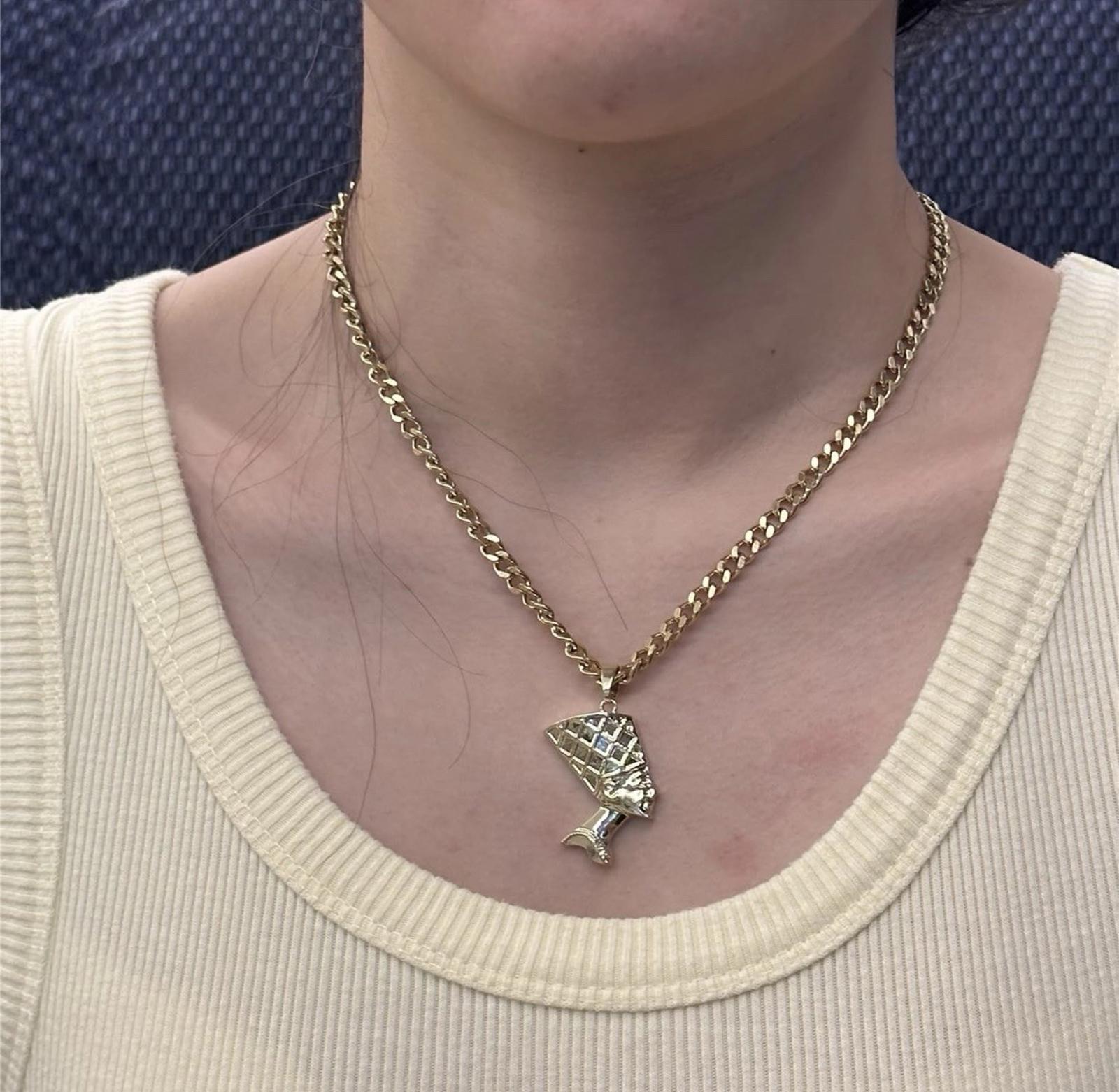 Egyptian Queen Nefertiti Necklace 14k Gold Platted Nefertiti