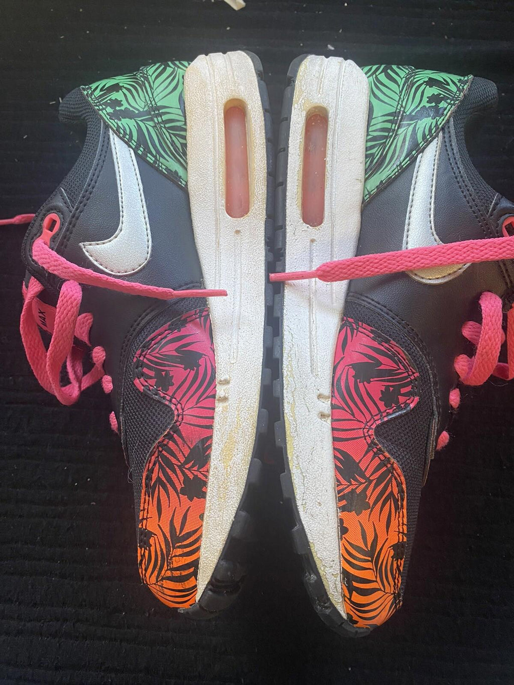 Kids Nike Air Max 90 s 6.5y 705479-001 Black Pink Orange