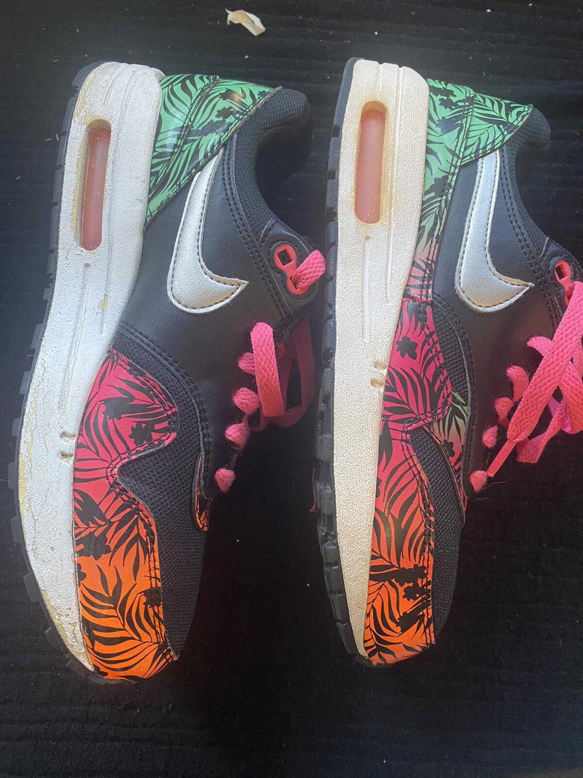 Kids Nike Air Max 90 s 6.5y 705479-001 Black Pink Orange