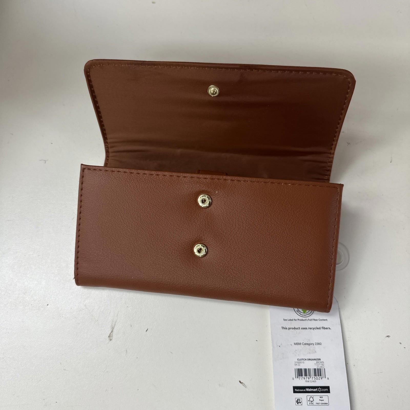 Time Tru Brown Faux Leather Clutch Organizer