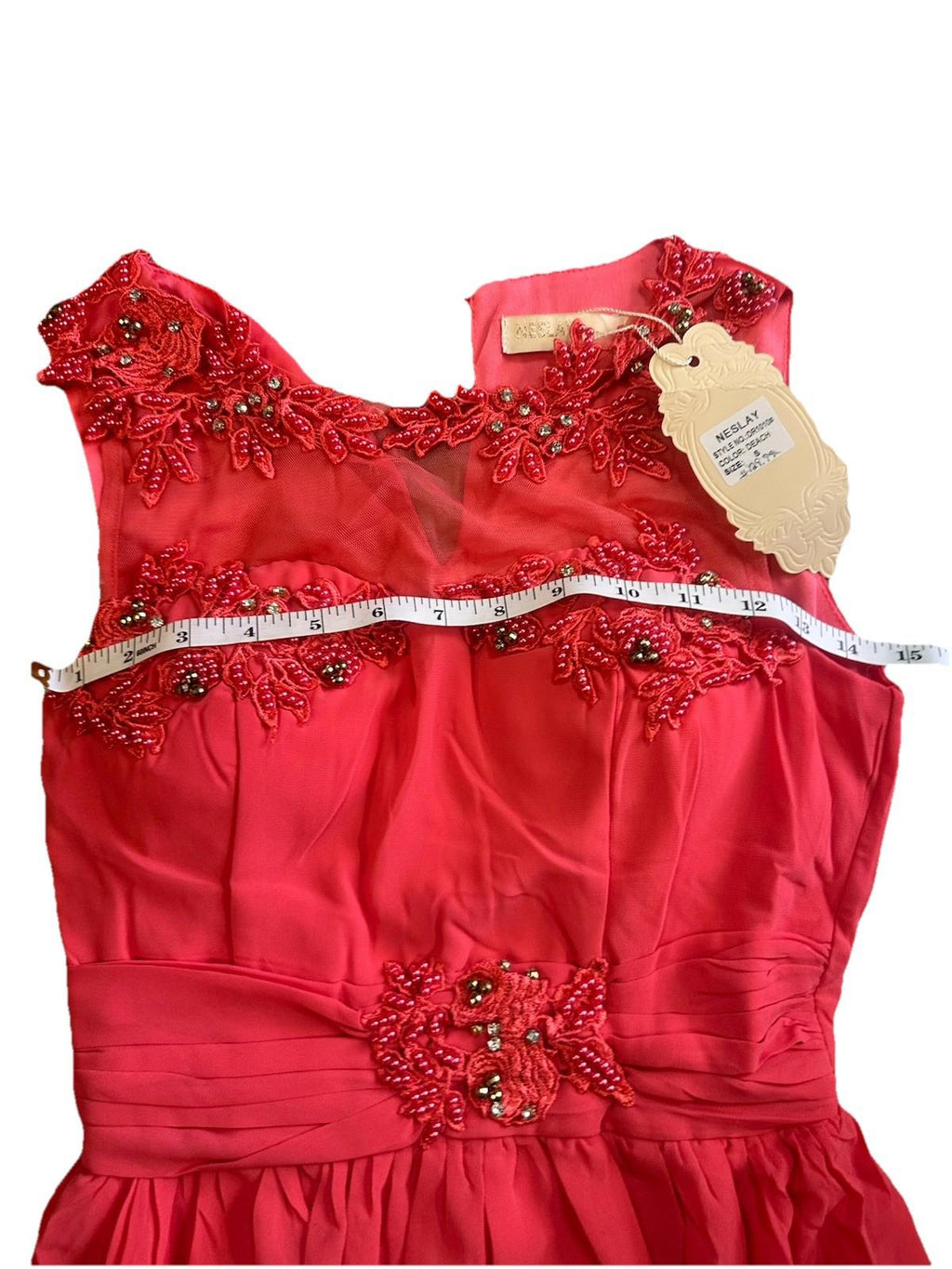 Neslay Maxi Beaded Pink Sleeveless Formal Dress Size Small