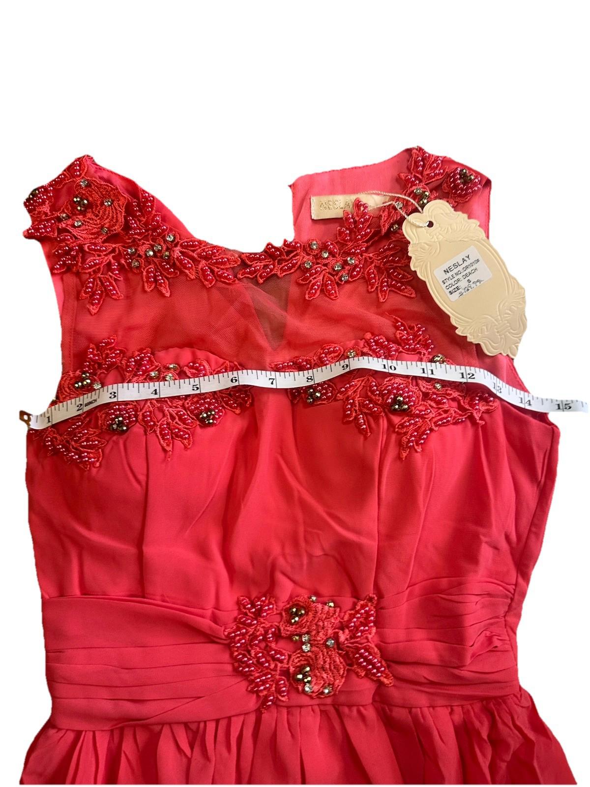 Neslay Maxi Beaded Pink Sleeveless Formal Dress Size Small