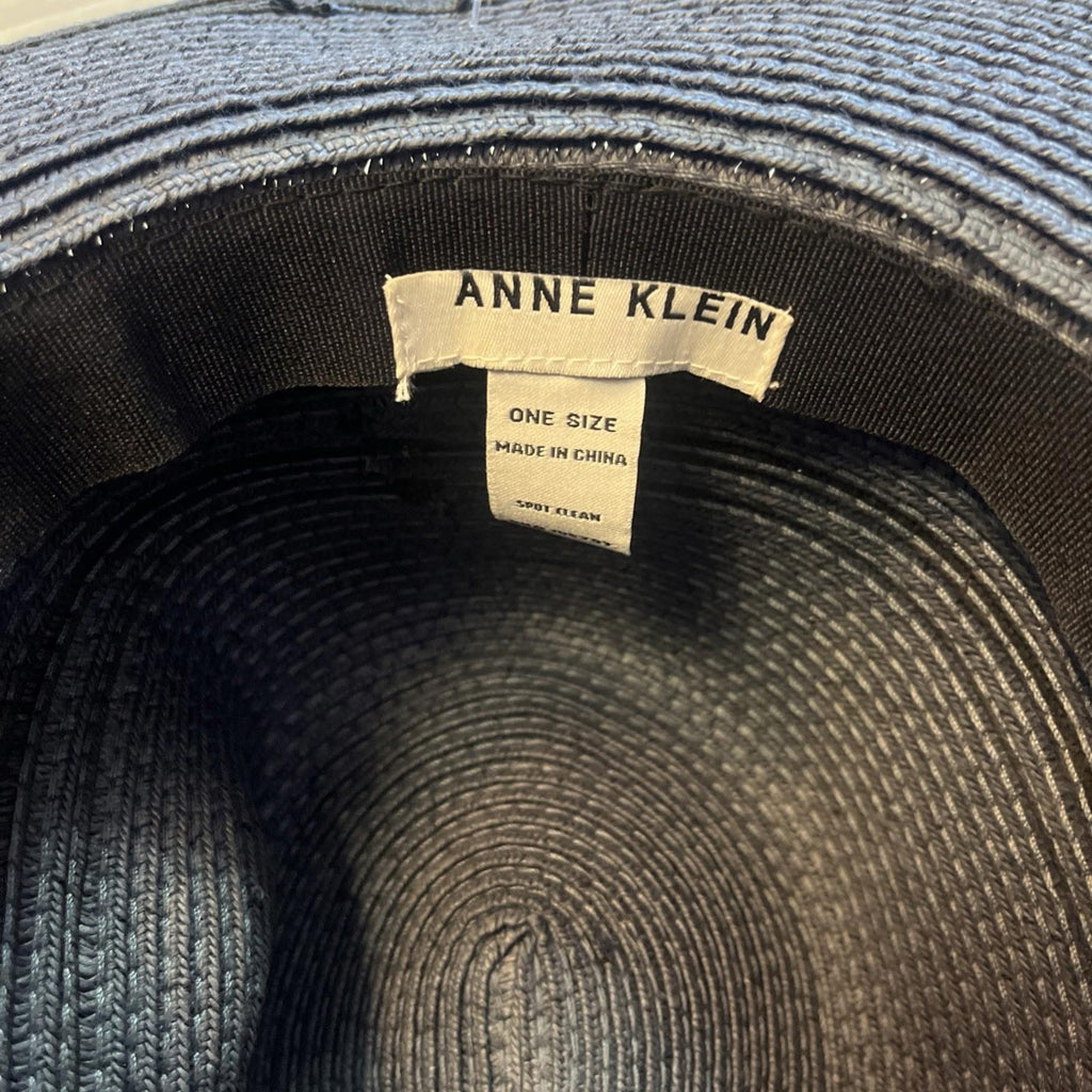 New Anne Klein Blue Floppy Brim Straw Hat