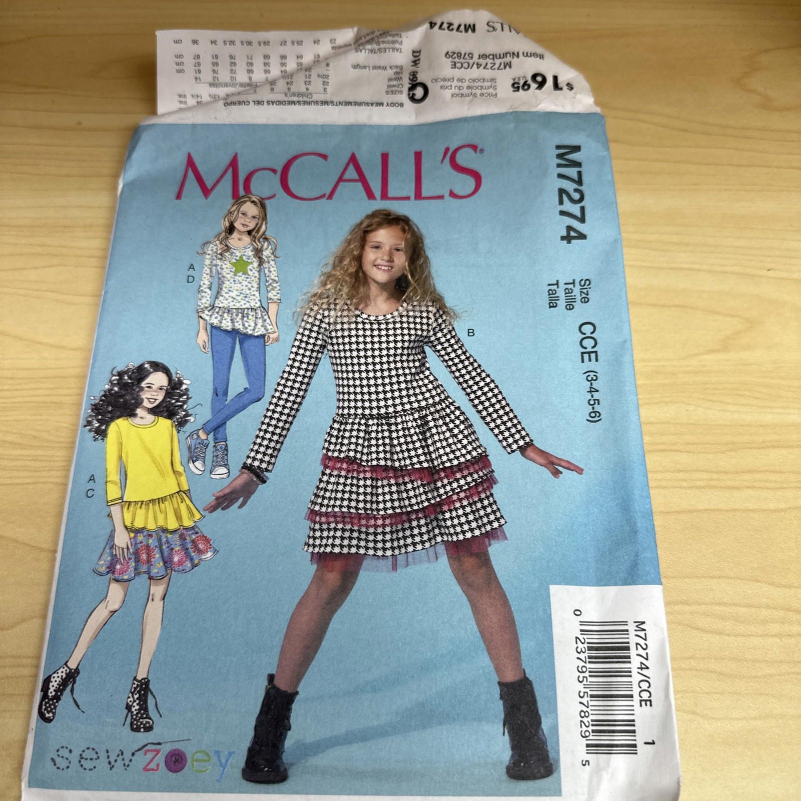 DRESS Top LEGGINGS Skirt Pattern Girls Sz 3 , 4 , 5 , 6