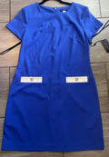 NWT Tommy Hilfiger Faux Pocket Dress 12 Blue White Sleeve