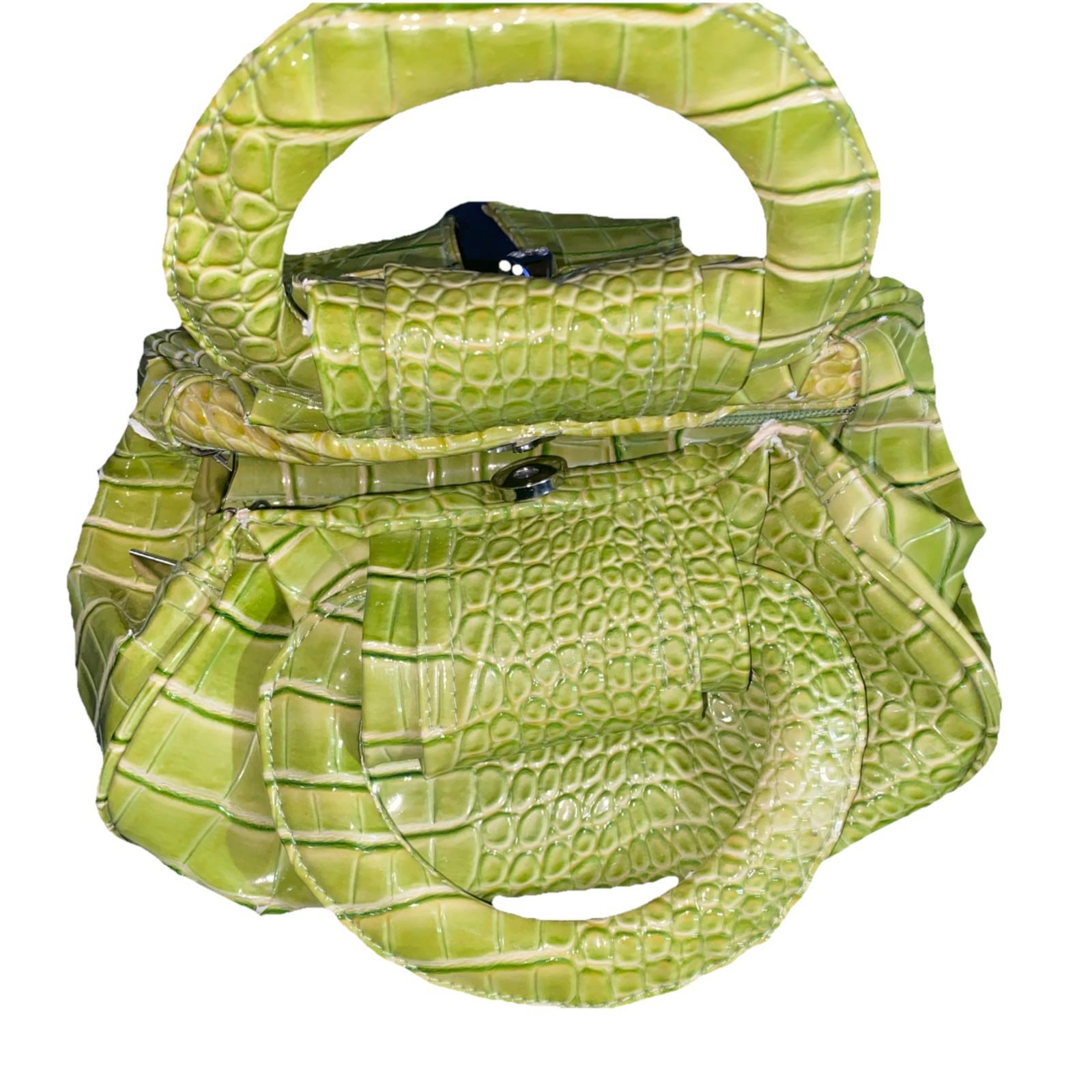 Crocodile-Embossed Y2K Small Beige Handbag Bow Rhinestones