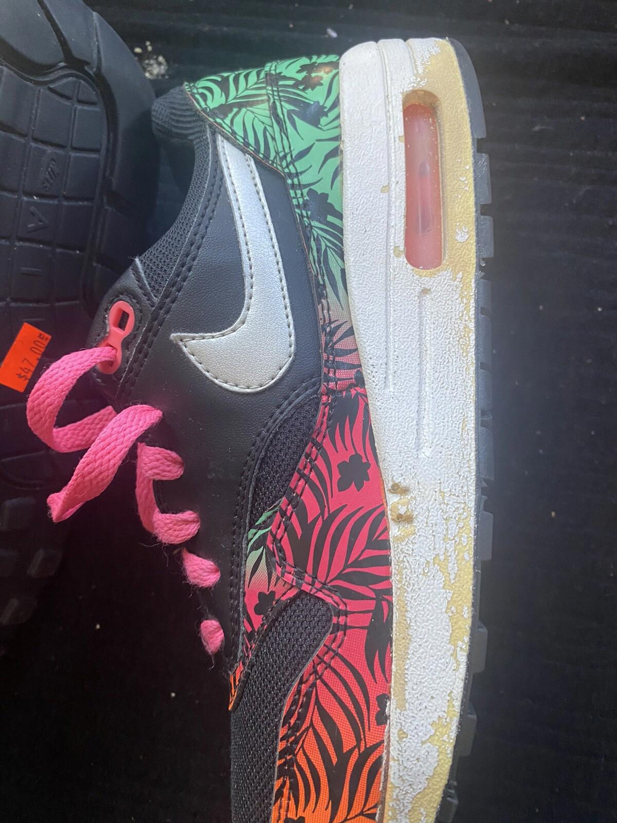 Kids Nike Air Max 90 s 6.5y 705479-001 Black Pink Orange