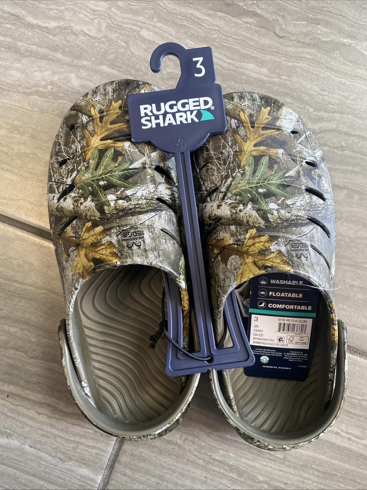 Rugged Shark REALTREE Edge  Boy's EVA Clog - Size: 3 - NEW