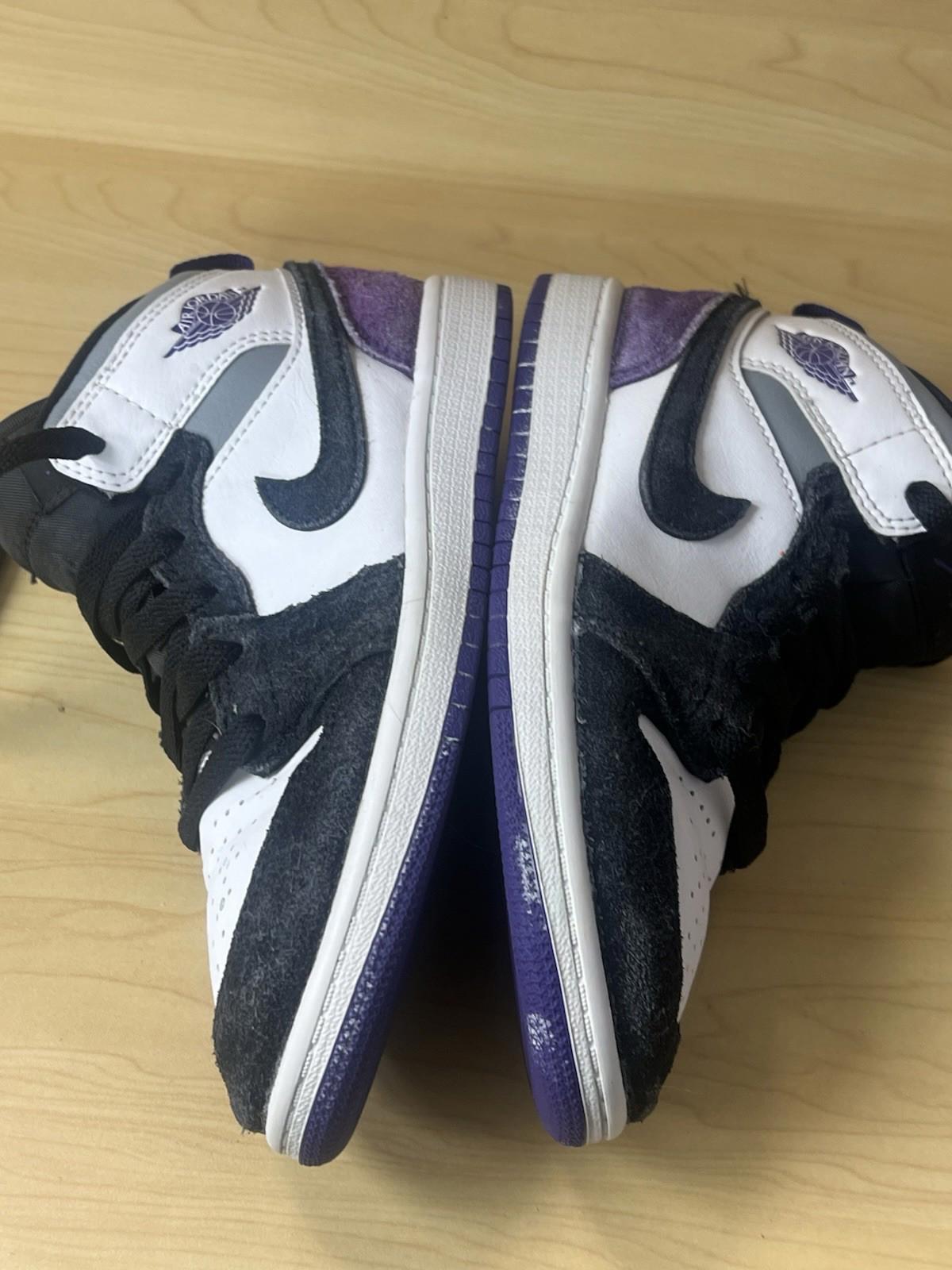 Nike Air Jordan 1 Mid Se (PS) White-Court Purple-Black Sz 2y