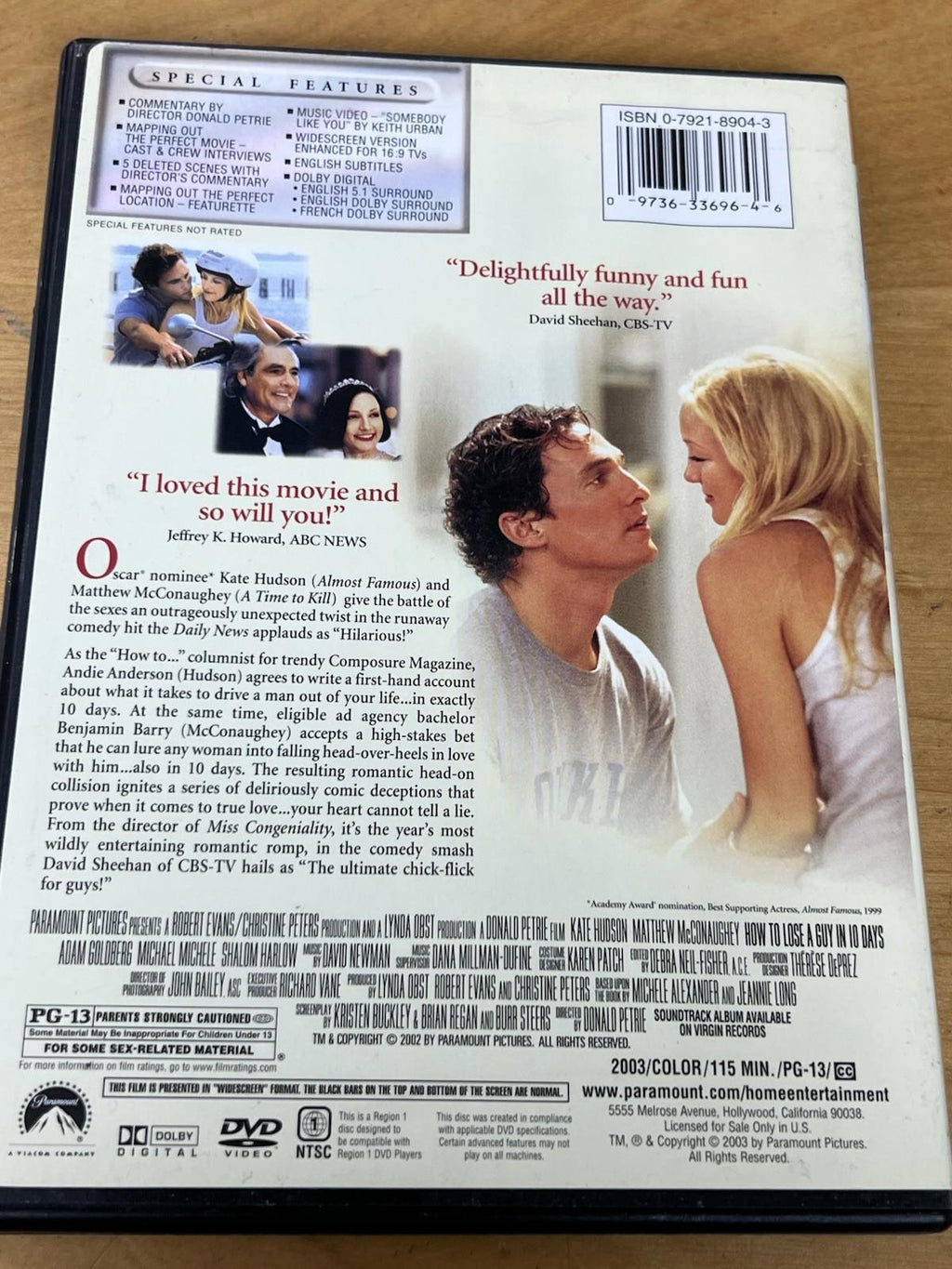 How to Lose a Guy in 10 Days DVD, 2003 Kate Hudson, Matthew