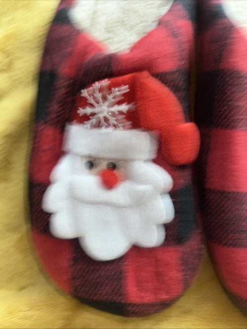 Christmas Indoor Fuzzy Shoes Flat Plaid Household 10