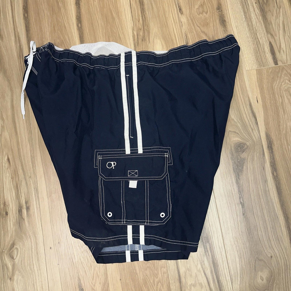 OP Navy Blue White Mesh Lined Swimming Trucks size 46