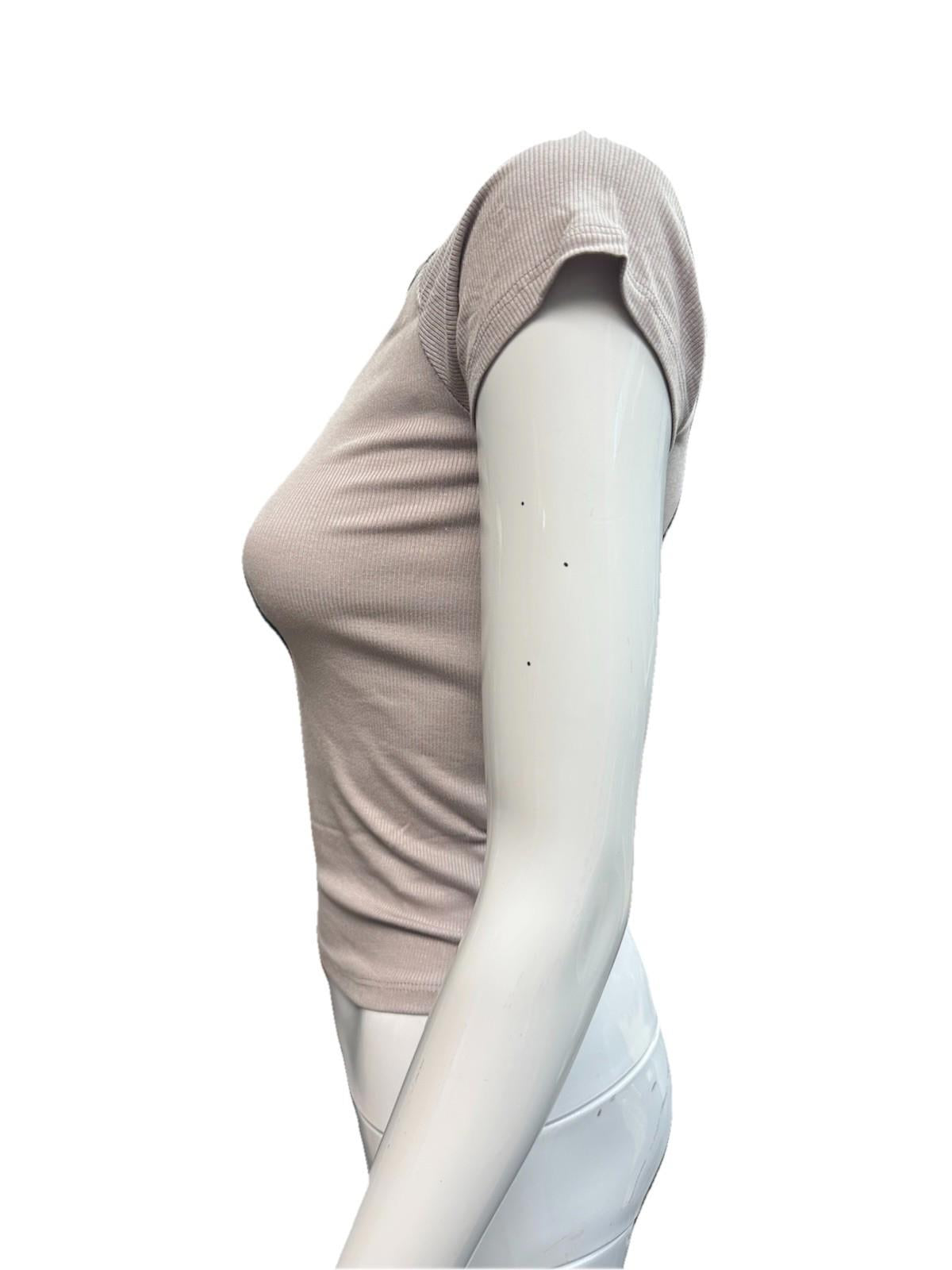 Wild Fable Womens Ribbed V-Neck Short Sleeve T-Shirt Gray S
