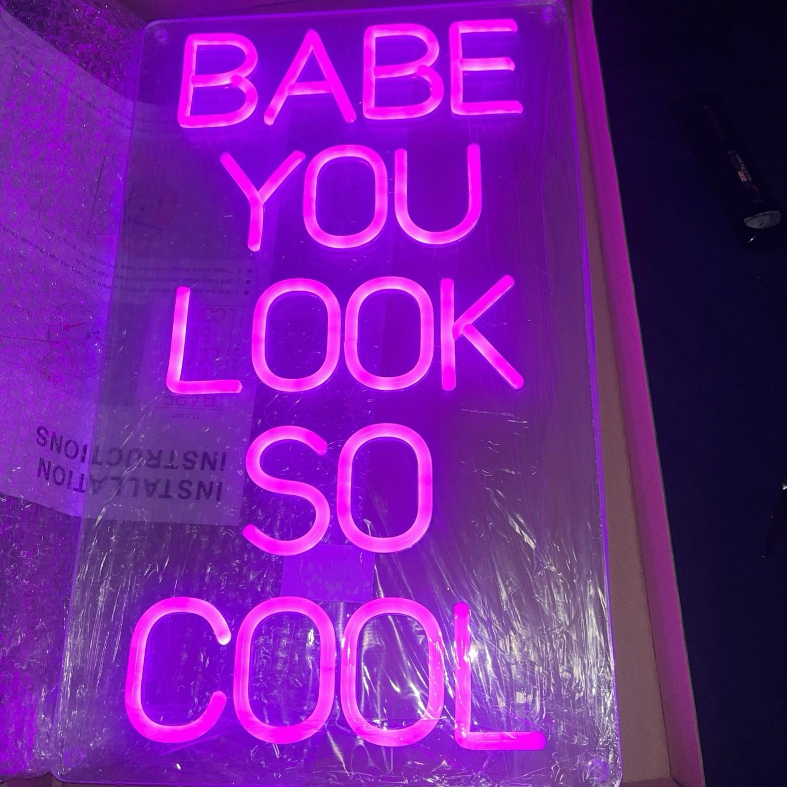 Color 19.7” X 11.8” Babe You Look So Cool USB Neon Sign