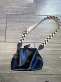 Black Faux Leather Shoulder Bag