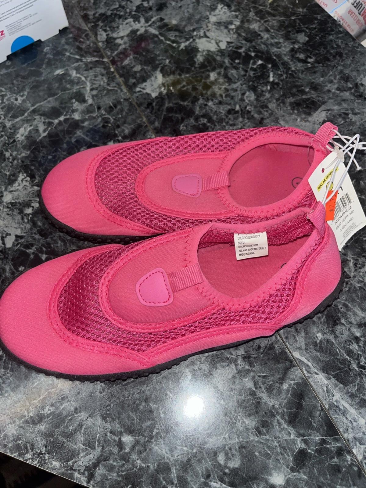 NWT Bobbie Brooks Girl's Mesh Water Shoes - SIZE 1 Pink
