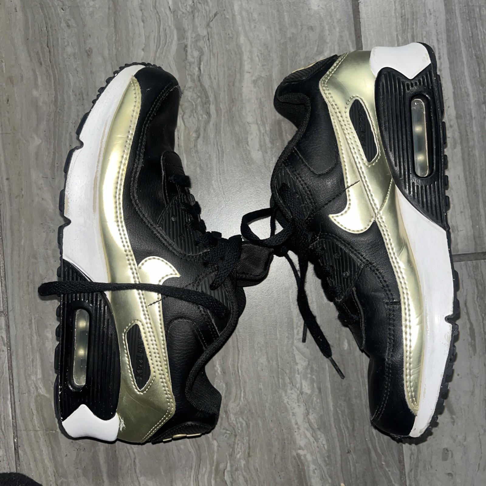 Nike Air Max 90 LTR GS Black Gold CD6864 008- Size 6.5Y w 8