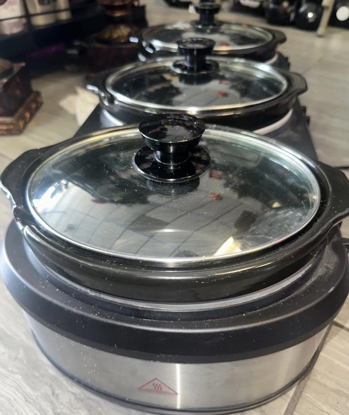 Frigidaire 2.5 Quart Three Pot Slow Cooker Stainless Steel