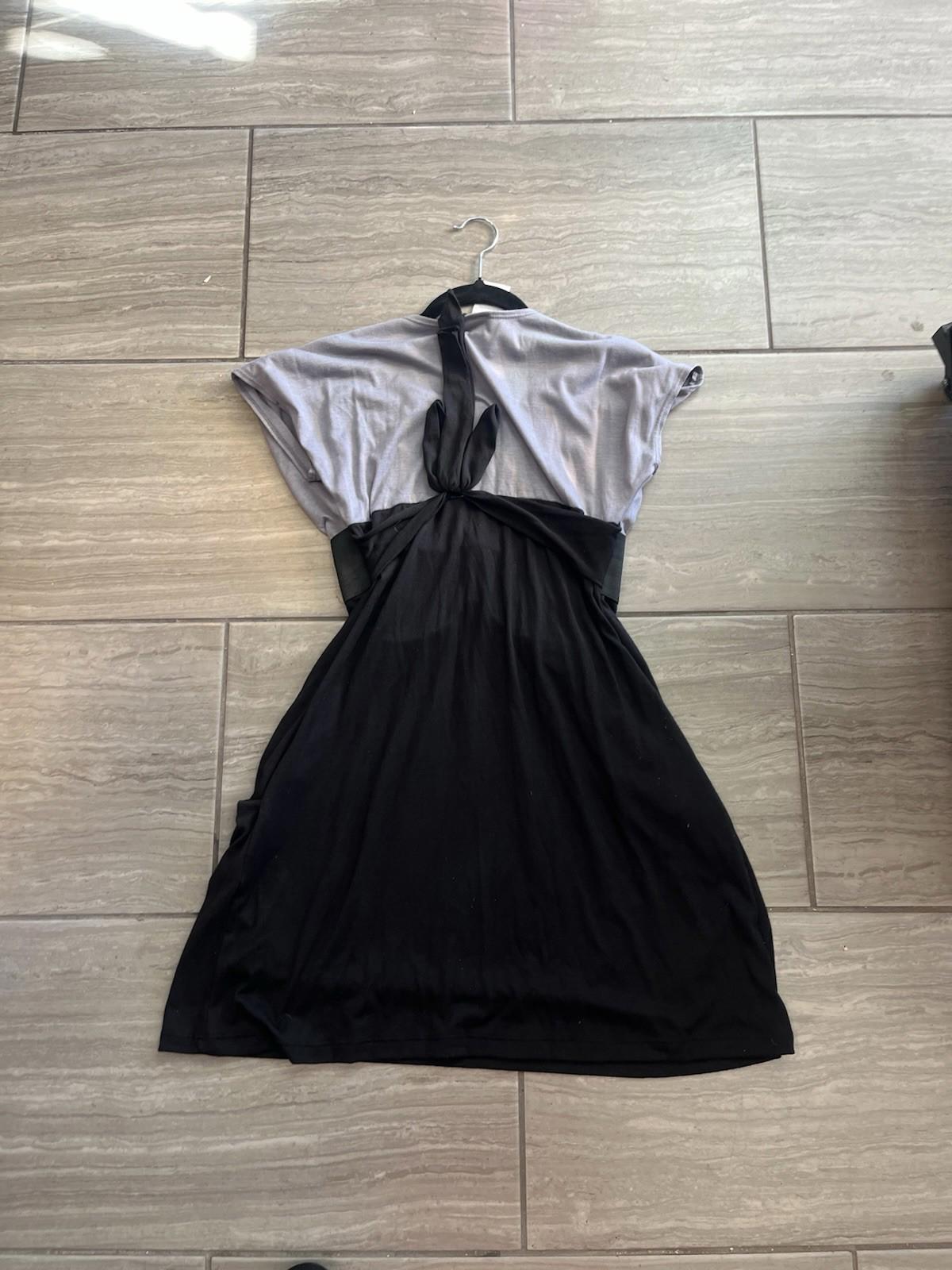 Chesley Large Grey Black Y2K Pocket Belted Tunic Cap Sleeves