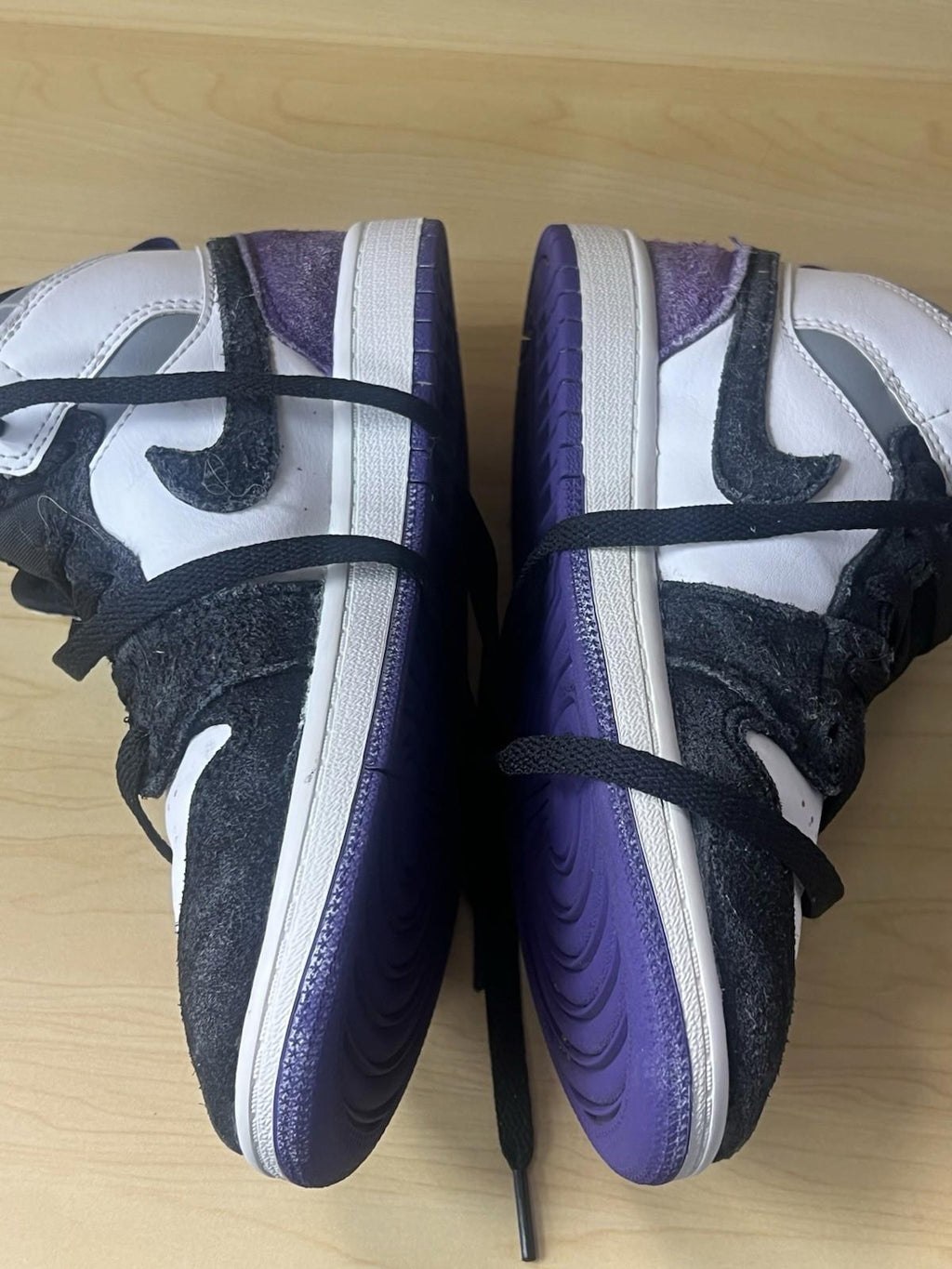 Nike Air Jordan 1 Mid Se (PS) White-Court Purple-Black Sz 2y