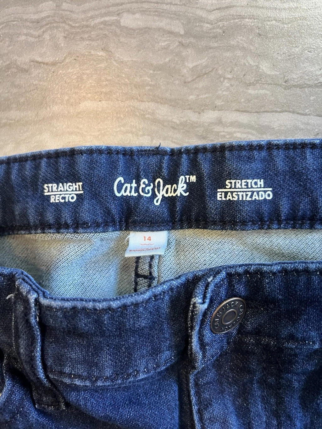 Cat & Jack Blue Jeans Girls Size 14 Straight Stretch Closure
