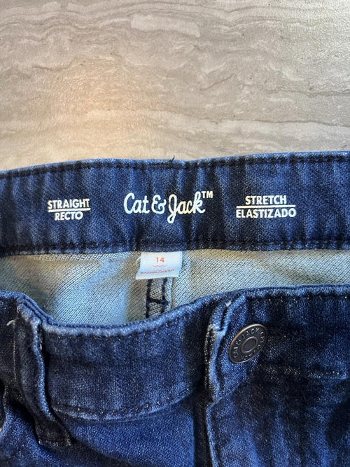 Cat & Jack Blue Jeans Girls Size 14 Straight Stretch Closure
