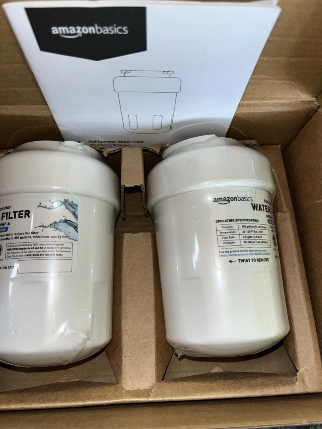 Amazon Basics Replacement GE MWF Refrigerator Water Filter