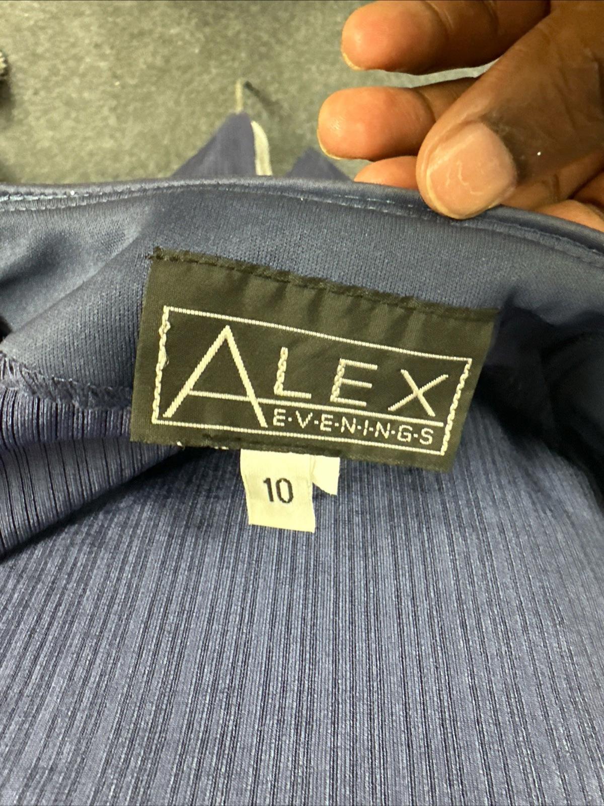 Alex Evening Blue Paisley Glittery 2 Piece Dress Size 10